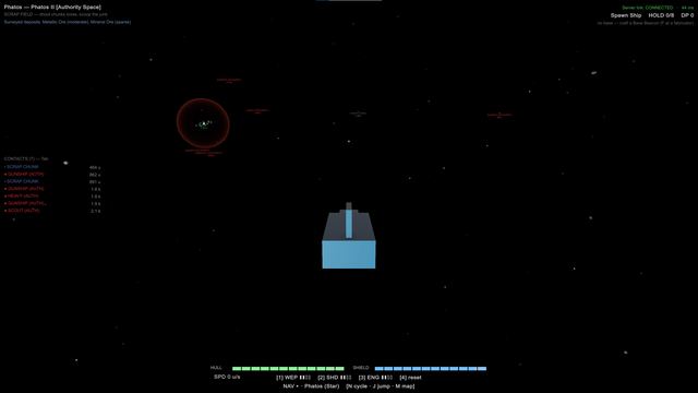 An Authority patrol sweeping a system in formation.